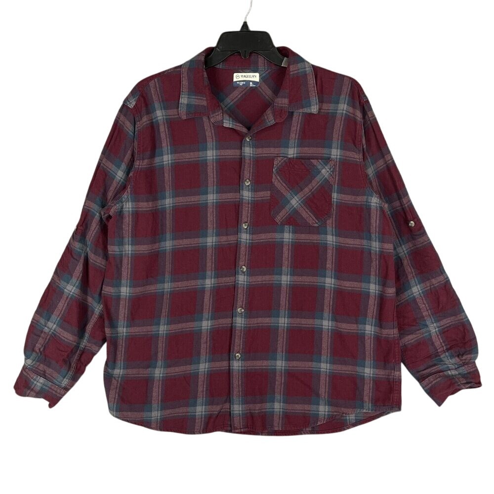 Magellan Outdoors Flannel Shirt Men XL Classic Fit Plaid Outdoor Rugged‎ Modern